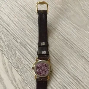 YEMA Women’s Gold-tone Brown Genuine Leather Watch VINTAGE LUXURY SMALL 22mm LADIES FRANCE GOLD PLATED  main image 4